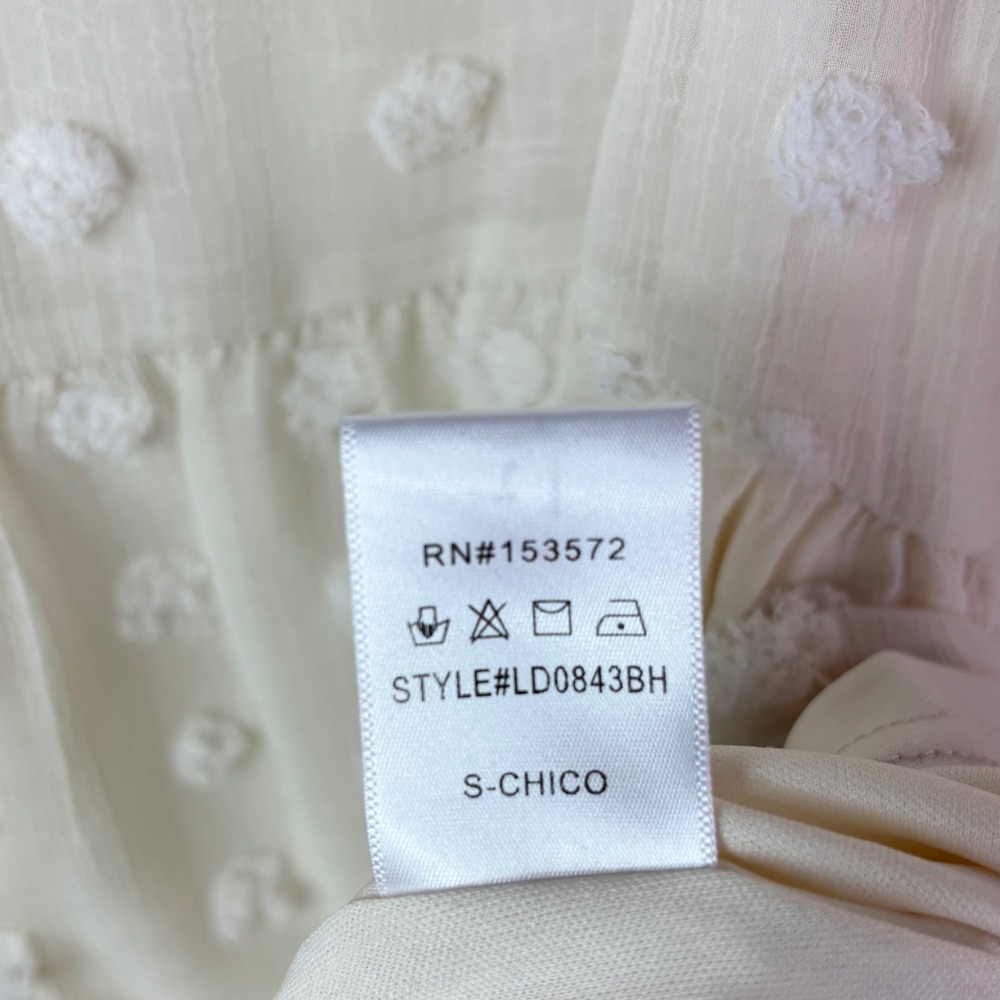 Böhme White Swiss Dot Mini Dress Square Neck Tiered Short Puff Sleeve Small - Picture 9 of 9